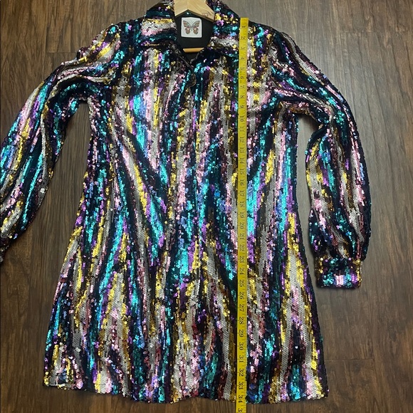 Meghan Fabulous MARTINI DRESS - RAINBOW GLITTER sequin Shirt Dress Size medium - Picture 10 of 16